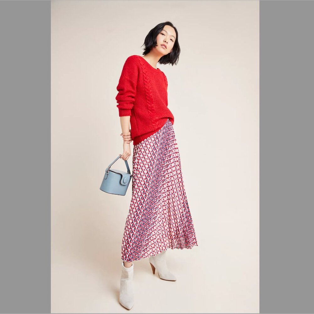 Anthropologie Maeve Hildi Pleated Midi Skirt NWT